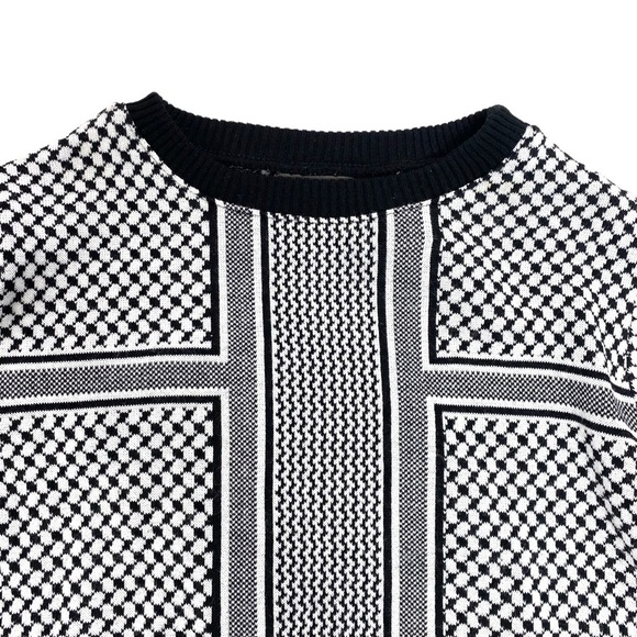 Anz Retoro Monochrome Crew Neck Sweater In Black with White Size S NWOT - Picture 4 of 11